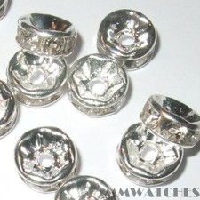  50-100 GRADE A CLEAR RHINESTONE RONDELLE SPACER BEADS 6mm 7mm 8mm 10mm BD3 
