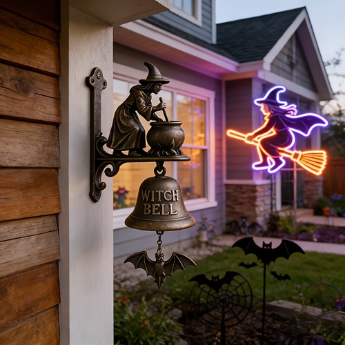 Vintage witch doorbell - vintage, cast
