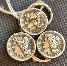 Three Antique Sterling Silver Buttons ~ Hallmarked Chester 1904 ~ ART NOUVEAU