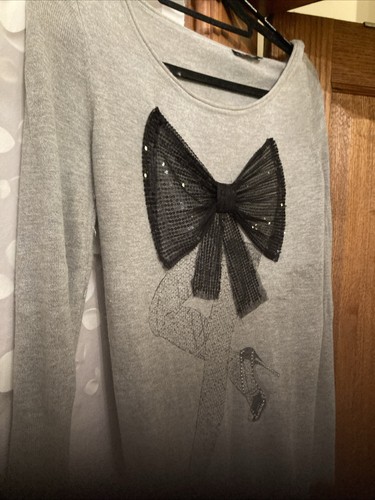 Morgan gray jumper with bow - with,