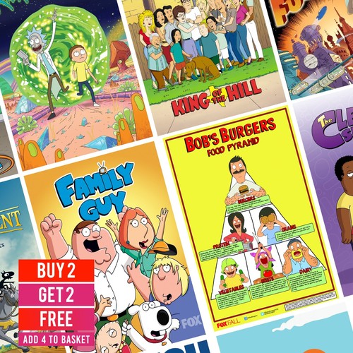 Cartoon shows posters wall - tv,