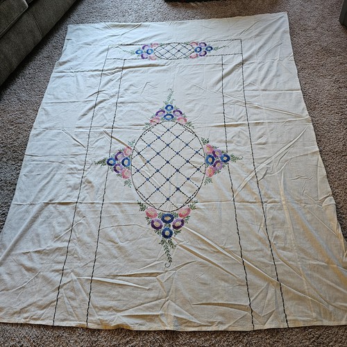Vintage embroidered bedspread - embroidered,