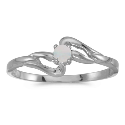 10k white gold round opal - round,