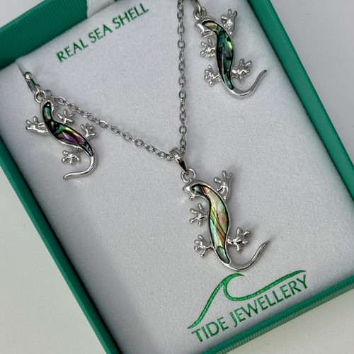 Gecko paua shell necklace - shell,