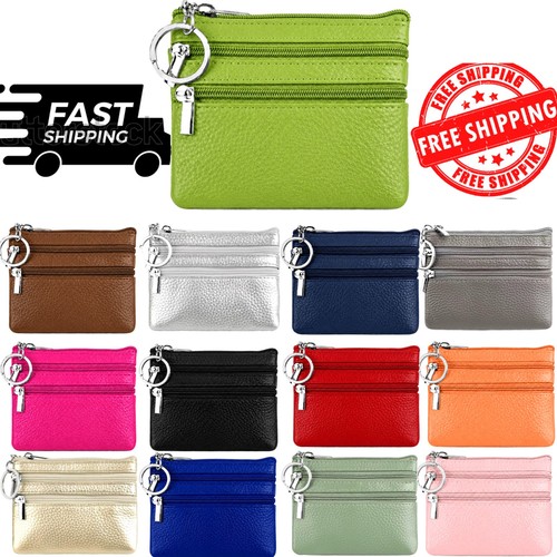 Genuine soft leather zip coin - leather,