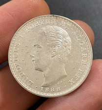 Portugal, 1888 AR 500 Reis, Uncirculated, Lustrous, Some Contact Marks