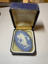 Vintage Wedgewood Blue Jasper Ware Sterling Silver Cameo Brooch