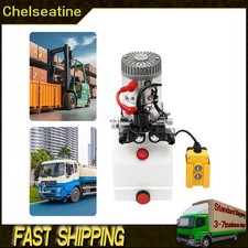 7*7.5*16.5inch Acting Hydraulic Pump For Dump Trailer Power Unit 12v White NEW