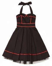 HEARTS & ROSES Womens Halter Dress UK 10 Small Black Cotton CV09