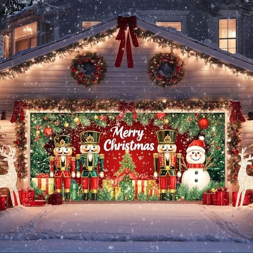 Christmas garage door banner - garage,