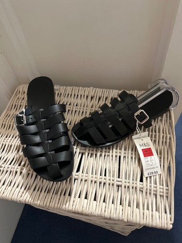 Womens new black leather - m, &
