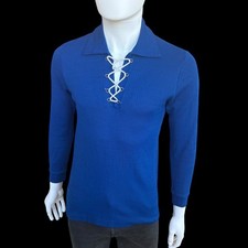 Vintage 70s Mens Blue Lace Up