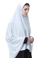 WHITE PRAYER HIJAB LONG MUSLIM