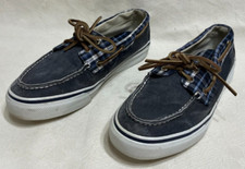 SPERRY : Top Sider Mens Canvas Check Boat Deck Shoes  Size UK 7.5 EU 41 US 8.5