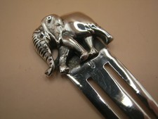 Beautiful Solid Silver 925 Bookmark With An Elephant Topper - Paper Money Clip
