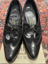 bruno magli women Black Suede Leather Combi 7cm Heel Elegant Shoes