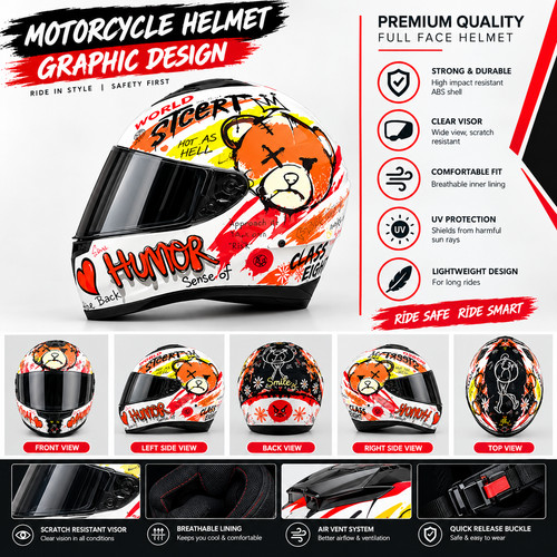 Full face motorcycle - full, helmet