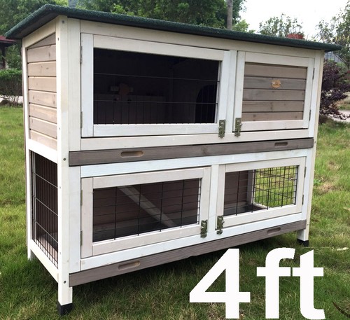 4ft large grey rabbit hutch - 4ft,