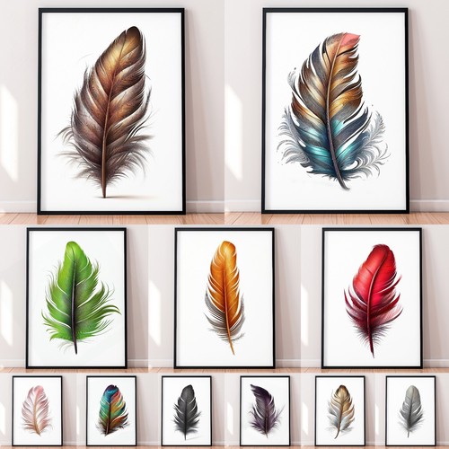 Bird feather prints poster - feather,