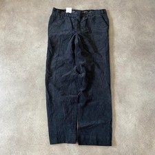 Vintage Needle Cord Trousers Mens 34" Straight Leg Corduroy Pants, Black