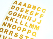 9.5mm Gold on Clear Vinyl Sticky Letters, Alphabet A-Z Stickers, BL82