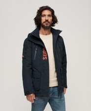 Superdry Jacket Coat Hooded Ultimate Windcheater Jacket Zip Pockets Blue Orange