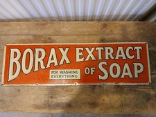 Borax Exstract of Soap tin sign. Vintage tin soap sign.