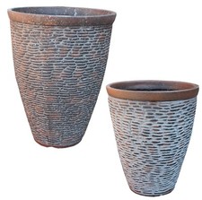 Rustic stone large plant - rustic, pots