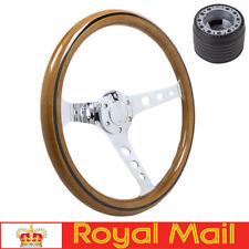 380mm 15" Wood Grain Steering Wheel &Boss Kit For Land Rover Defender 90-300 48