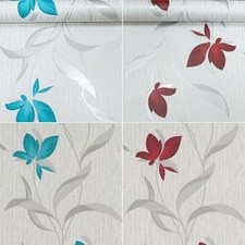 Erismann Fleur Wallpaper Floral Trail Flowers Leaves Glitter Textured Vinyl