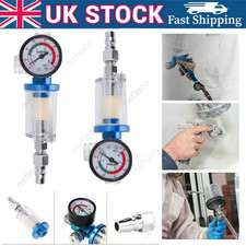 Mini Air Pressure Regulator Gauge Spray Gun & In-Line Water Trap Air Filter UK