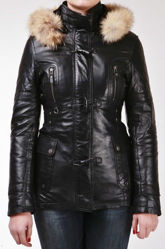 Black hooded fur ladies retro - fur,