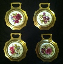 LOVELY SET OF 4 FLORAL Ceramic Harness Horse Brasses Ornate Frame WOW YOUR WALLS