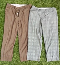 2 PAIRS of STROMBERG GOLF TROUSERS 36S. Silver Grey & check squares. Teflon. 
