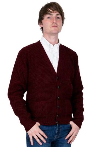 Men burgundy waffle knitted - men's,