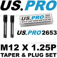 US PRO M12 x 1.25P Taper & Plug Set (Tap & Die) 2653 M12 x 1.25 Pitch Taper Plug