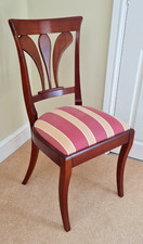 Set of 12 Grange cherrywood dining room chairs with upholstered cushion seats.