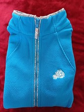Equi Theme Womens blue fleece Jacket Size L Zip - Flower theme