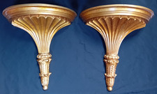 Pair Of Large Regency Style Resin Gilt Effect Shelf Corbels 37 cm x 34.5 cm wide