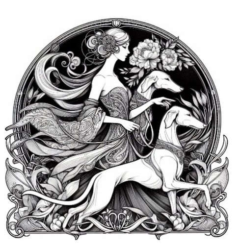 Art nouveau style lady with - nouveau,