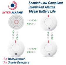 ANKA Wireless Interlinked Smoke & Heat Alarm Kit - 1xHeat, 3xSmoke Scottish Law