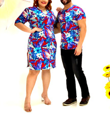 FAMILY MATCHING OUTFITS HAWAIIAN DRESS AND T-SHIRT ( ONE SIZE PLUS )