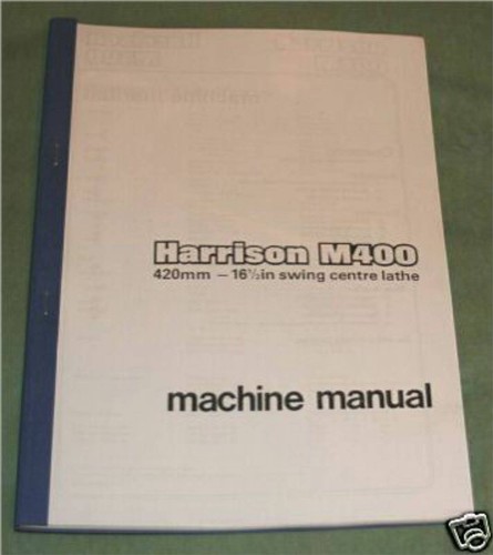 Harrison m400 lathe manual - m400,