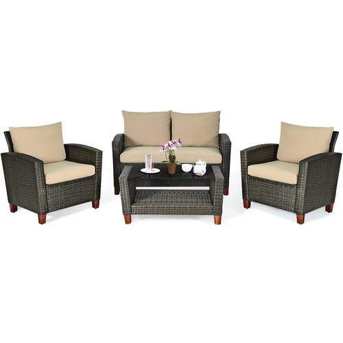 4pcs patio rattan - rattan, furniture