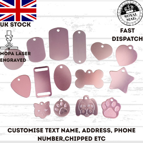 Dog tag light pink engraved - tag,