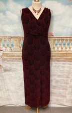 Gatsby Dress 16 Black Red Roman Ballgown Glitter Stretch 1920s Art Deco Evening