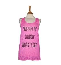 Ladies pre-loved Workout top WHEN IN DOUBT WORK IT OUT pink size 8