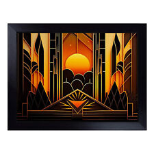 Art Deco Sunset Art Deco  Lap Tray Cushioned Bean Bag Padded TV Dinner Desk