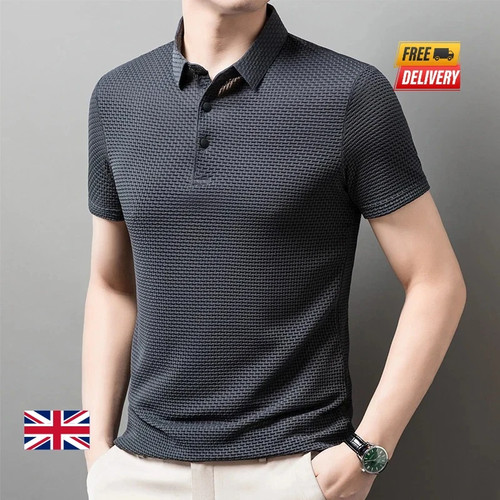Mens texture polo shirt short - shirt,