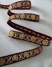 1Yard Embroidered Border Indian Saree Lace Trim Fabric Asian Traditional Wedding